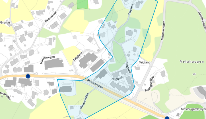 Ledningsbrudd Teigland onsdag 11. mars